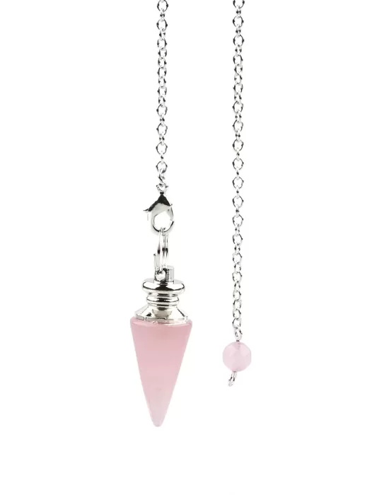 Pembe Kuvars Doğal Taş Pandül Sarkaç, Gemstone Pendulum