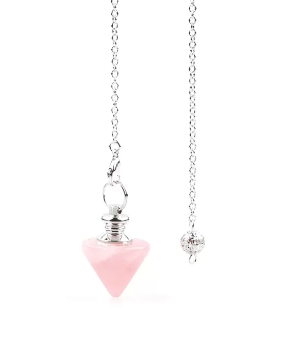 Pembe Kuvars Doğal Taş Pandül Sarkaç, Gemstone Pendulum