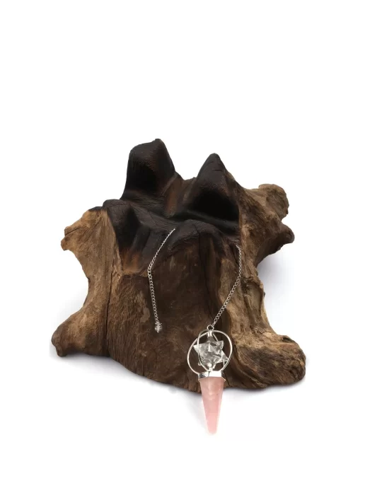 Pembe Kuvars - Kristal Kuvars Doğal Taş Markaba Model Pandül Sarkaç, Gemstone Pendulum