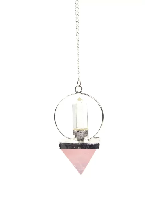 Pembe Kuvars - Kristal Kuvars Doğal Taş Pandül Sarkaç, Gemstone Pendulum