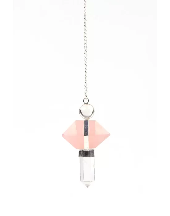 Pembe Kuvars - Kristal Kuvars Doğal Taş Pandül Sarkaç, Gemstone Pendulum