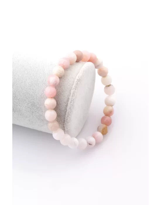 Pembe Opal Doğal Taş Bileklik 8 mm Küre Kesim, Gemstone Bracelet