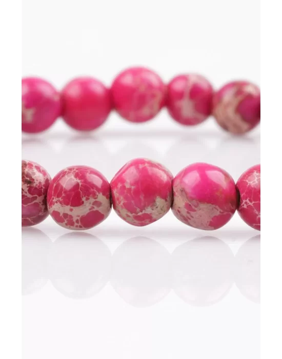 Pembe Varisit Doğal Taş Bileklik 6 mm Küre Kesim, Gemstone Bracelet