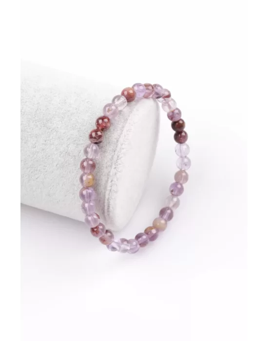 Phantom Kuvars Doğal Taş Bileklik 6 mm Küre Kesim, Gemstone Bracelet