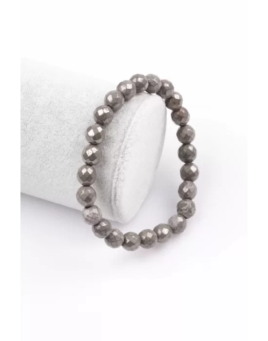 Pirit Doğal Taş Bileklik 8 mm Fasetli Küre Kesim, Gemstone Bracelet