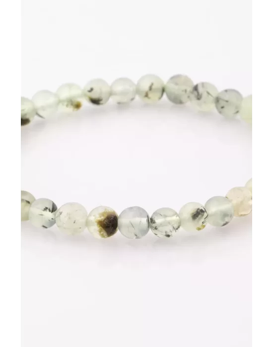 Prehnite Doğal Taş Bileklik 6 mm Küre Kesim, Gemstone Bracelet