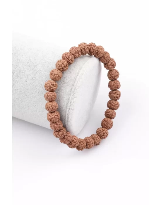 Rudraksha Tohumu Bileklik 6 x 8 mm Rondel Kesim