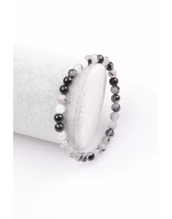 Rutil Kuvars Doğal Taş Bileklik 6 mm Küre Kesim, Gemstone Bracelet