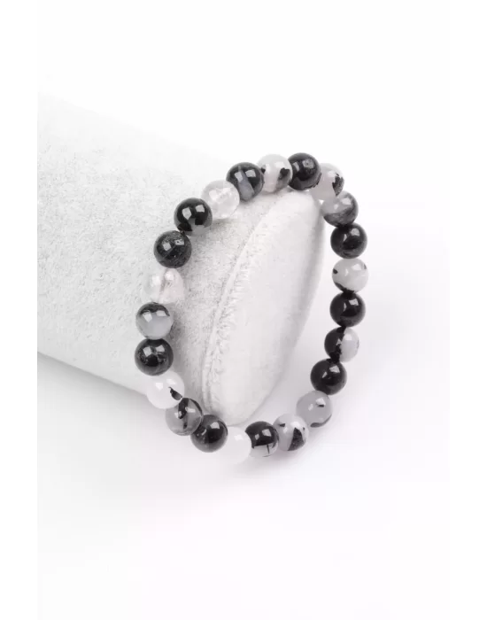 Rutil Kuvars Doğal Taş Bileklik 8 mm Küre Kesim, Gemstone Bracelet