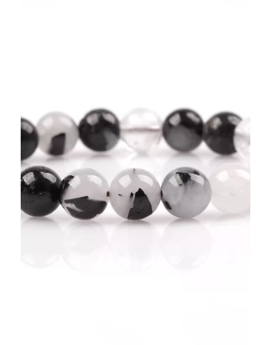 Rutil Kuvars Doğal Taş Bileklik 8 mm Küre Kesim, Gemstone Bracelet