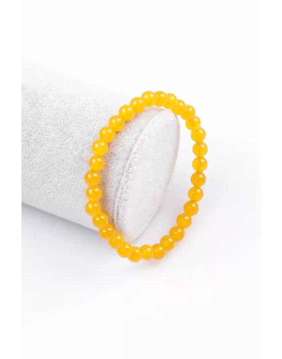 Sarı Akik Doğal Taş Bileklik 6 mm Küre Kesim, Gemstone Bracelet