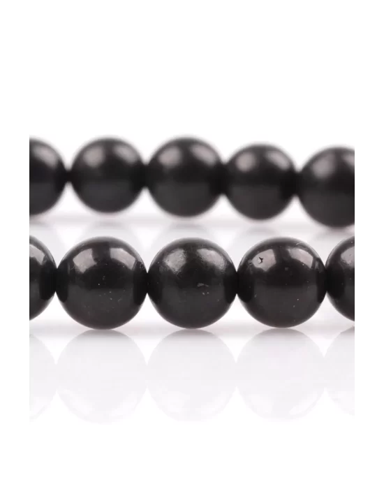 Shungite Doğal Taş Bileklik 6 mm Küre Kesim, Gemstone Bracelet