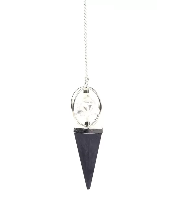 Shungite - Kristal Kuvars Doğal Taş Markaba Model Pandül Sarkaç, Gemstone Pendulum