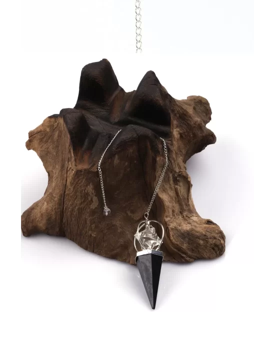 Shungite - Kristal Kuvars Doğal Taş Markaba Model Pandül Sarkaç, Gemstone Pendulum