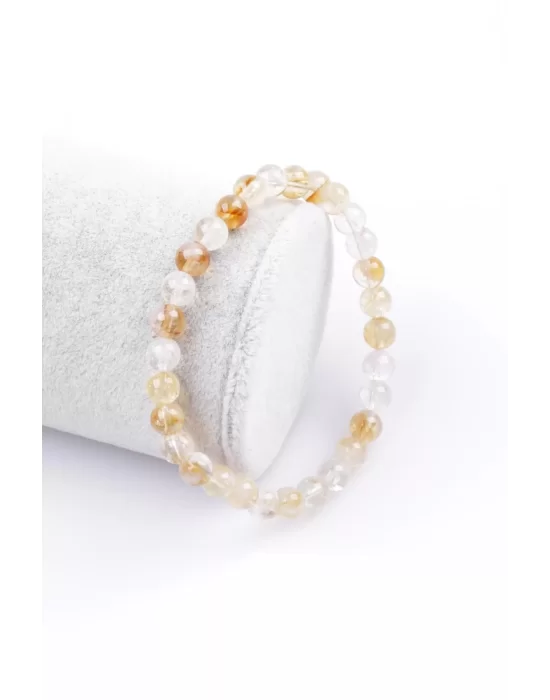 Sitrin Doğal Taş Bileklik 6 mm Küre Kesim, Gemstone Bracelet