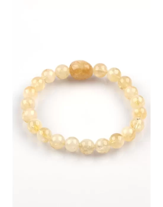 Sitrin Doğal Taş Bileklik 8 mm Küre Kesim, Gemstone Bracelet