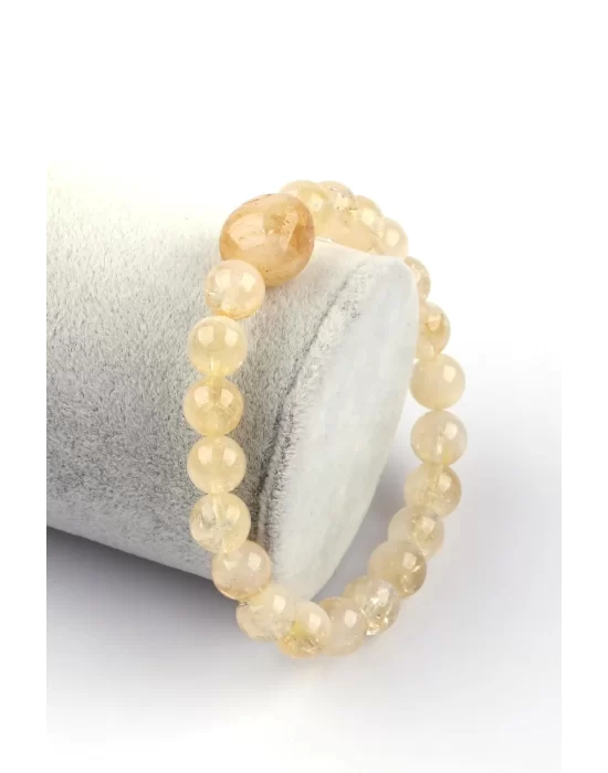 Sitrin Doğal Taş Bileklik 8 mm Küre Kesim, Gemstone Bracelet