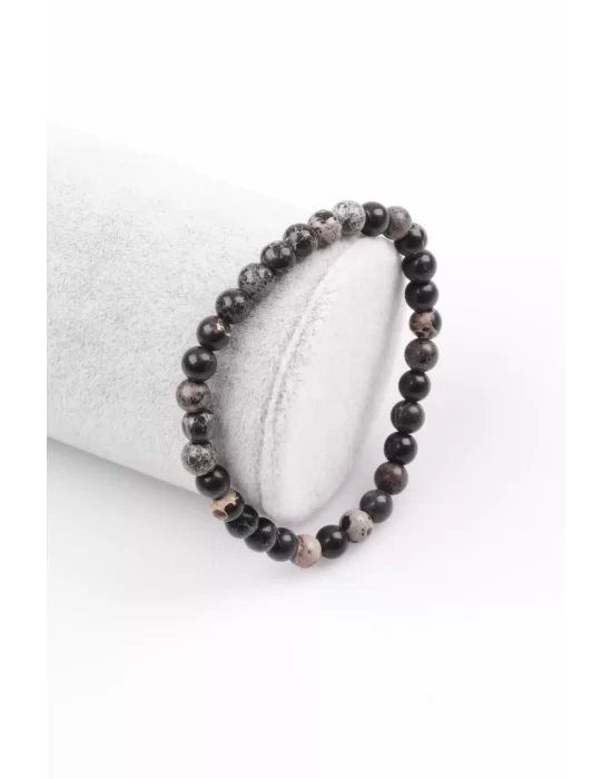 Siyah Varisit Doğal Taş Bileklik 6 mm Küre Kesim, Gemstone Bracelet