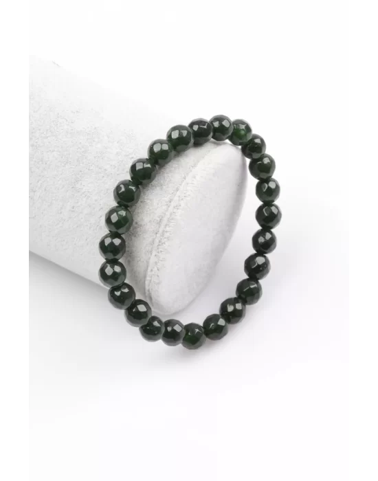 Tayvan Yeşim Doğal Taş Bileklik 8 mm Fasetli Küre Kesim, Gemstone Bracelet