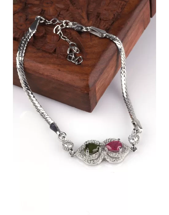 Turmalin Doğal Taş 925 Ayar Gümüş Bileklik, Gemstone Pendulum