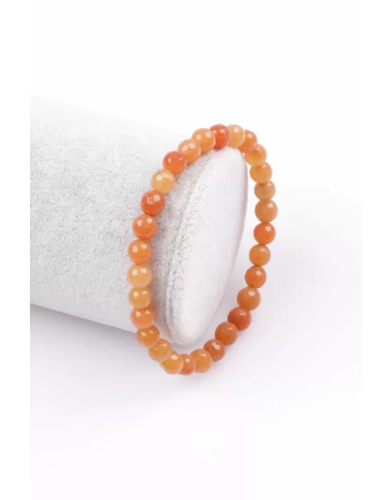 Turuncu Aventurin Doğal Taş Bileklik 6 mm Fasetli Küre Kesim, Gemstone Bracelet