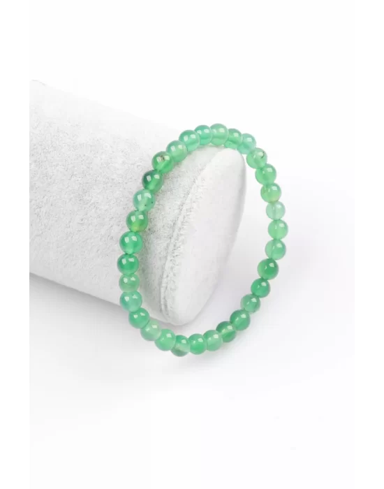 Yeşil Akik Doğal Taş Bileklik 6 mm Küre Kesim, Gemstone Bracelet