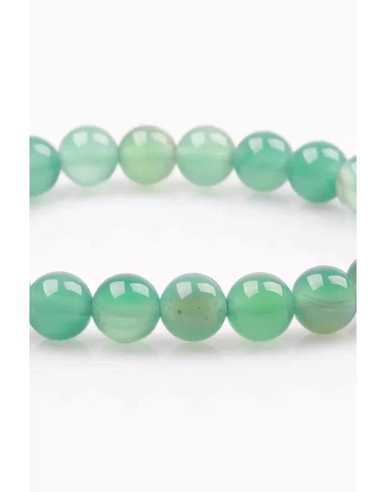 Yeşil Akik Doğal Taş Bileklik 8 mm Küre Kesim, Gemstone Bracelet