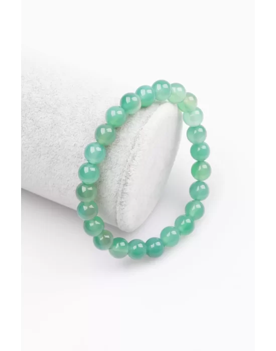 Yeşil Akik Doğal Taş Bileklik 8 mm Küre Kesim, Gemstone Bracelet