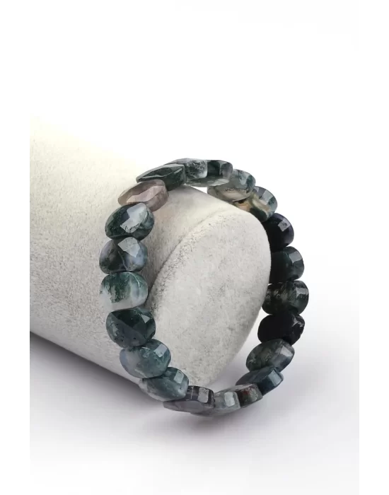 Yosun Akik Doğal Taş Bileklik 9 x 12 mm Özel Kesim, Gemstone Bracelet