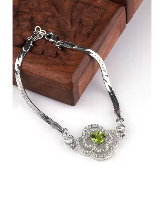 Zebercet Doğal Taş 925 Ayar Gümüş Bileklik, Gemstone Bracelet