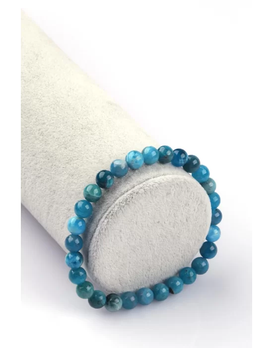 Apatit Doğal Taş Bileklik 6mm Küre Kesim, Gemstone Bracelet