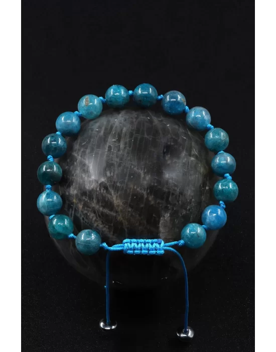 Apatit Doğal Taş Makrome Örme Bileklik, Gemstone Bracelet