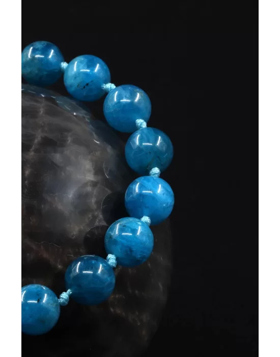 Apatit Doğal Taş Makrome Örme Bileklik, Gemstone Bracelet