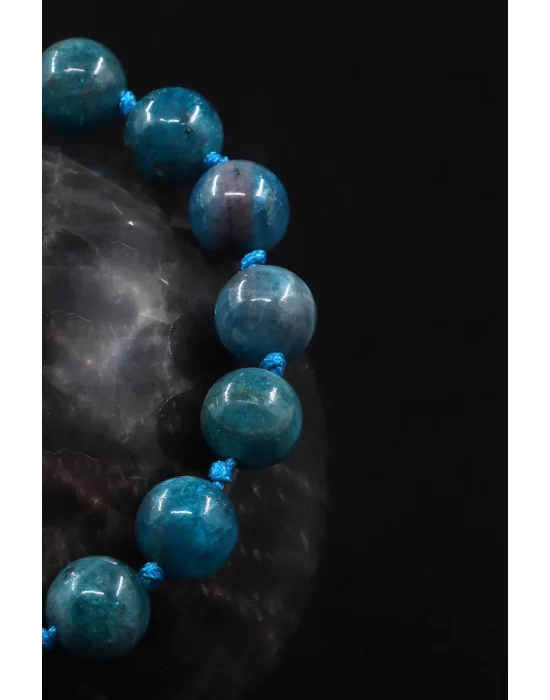 Apatit Doğal Taş Makrome Örme Bileklik, Gemstone Bracelet