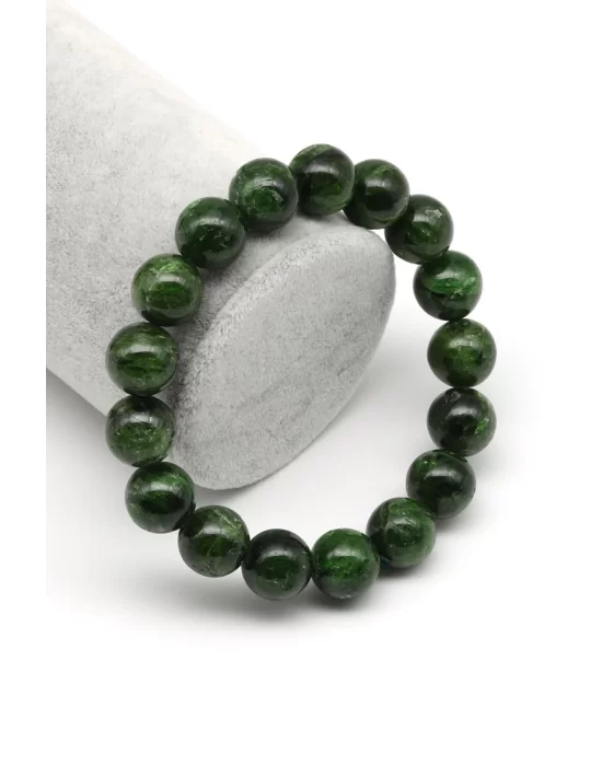 Diopsite Doğal Taş 12 mm Küre Kesim Bileklik, Gemstone Bracelet