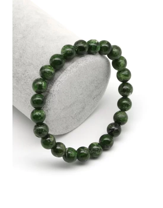 Diopsite Doğal Taş 8 mm Küre Kesim Bileklik, Gemstone Bracelet