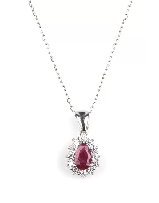 Glass Filled Ruby ( Yakut ) Doğal Taş 925 Ayar Gümüş Kolye