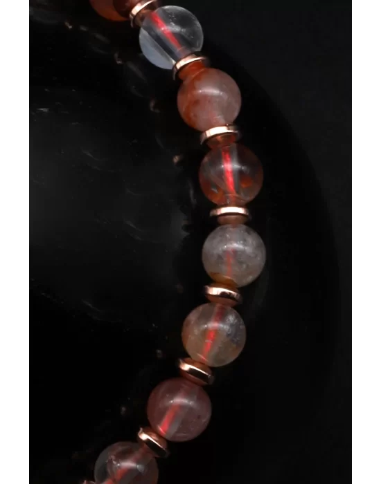 Hemato Kuvars Doğal Taş Makrome Örme Bileklik, Gemstone Bracelet