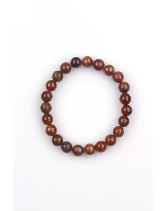 Hessonite Garnet Doğal Taş 8 mm Küre Kesim Bileklik