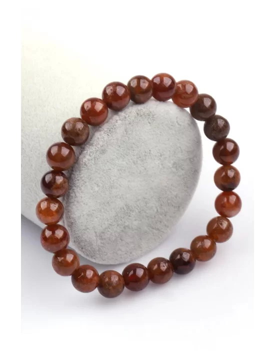 Hessonite Garnet Doğal Taş 8 mm Küre Kesim Bileklik