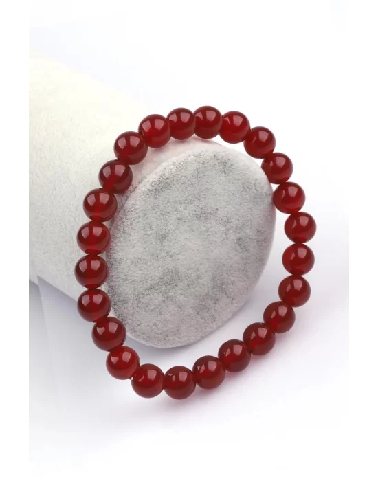 Kahverengi Akik Doğal Taş 8 mm Küre Kesim Bileklik
