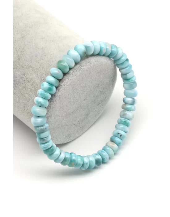 Larimar Doğal Taş 4 x 7 mm Rondel Kesim Bileklik