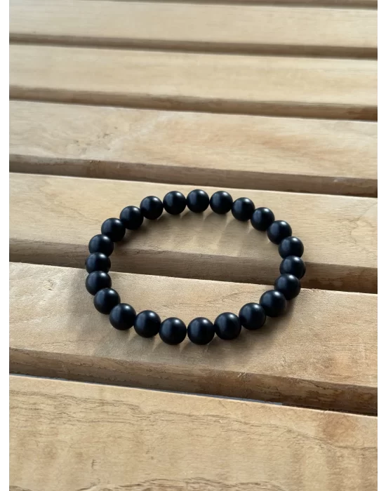 Mat Oniks Doğal Taş Bileklik 8 mm Küre Kesim, Gemstone Bracelet