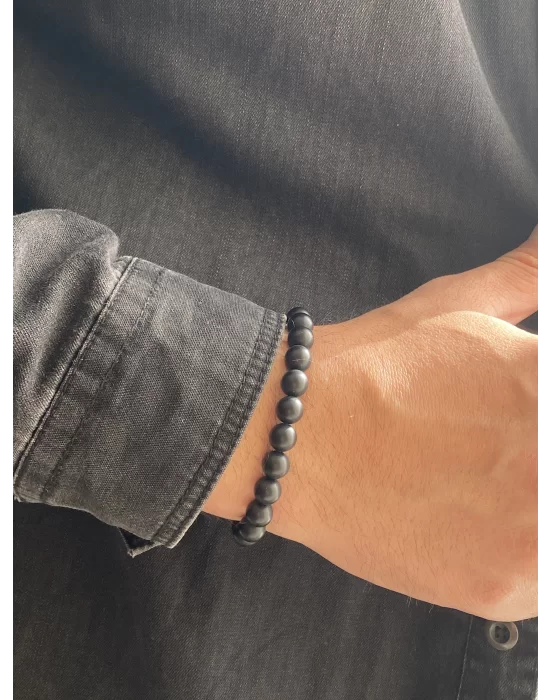 Mat Oniks Doğal Taş Bileklik 8 mm Küre Kesim, Gemstone Bracelet