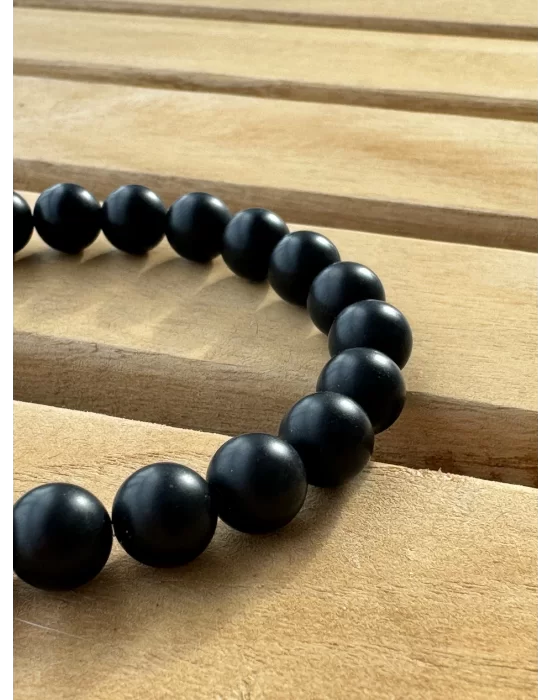 Mat Oniks Doğal Taş Bileklik 8 mm Küre Kesim, Gemstone Bracelet