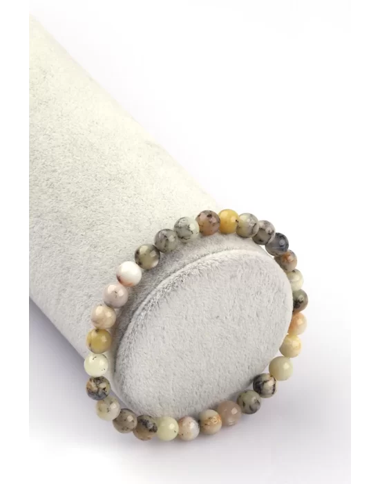 Merlinite Opal Doğal Taş Bileklik 6mm Küre Kesim