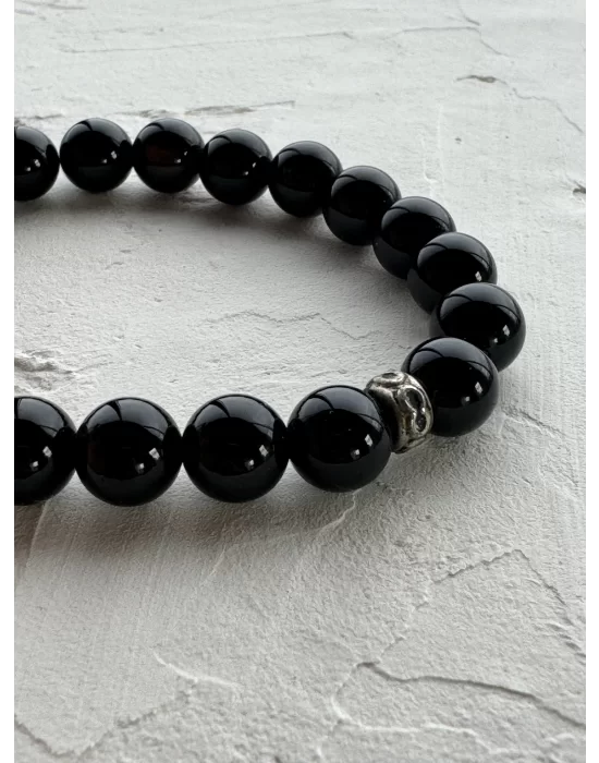 Oniks Doğal Taş Bileklik 8 mm Küre Kesim, Gemstone Bracelet