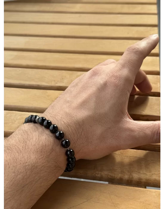 Oniks Doğal Taş Bileklik 8 mm Küre Kesim, Gemstone Bracelet