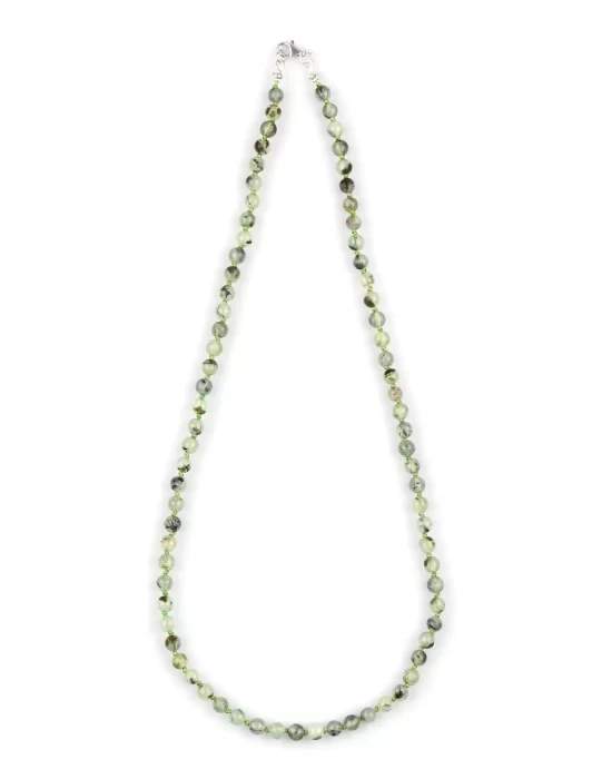 Prehnite Doğal Taş 6 mm Düğümlü Kolye