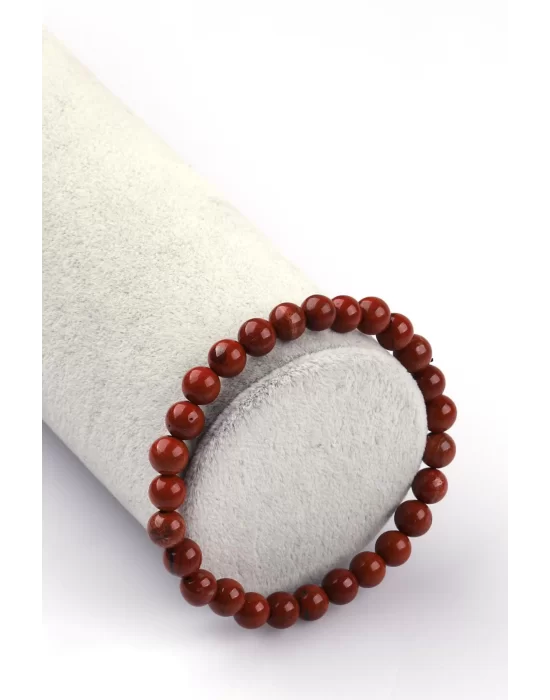 Red Jasper Doğal Taş Bileklik 6mm Küre Kesim